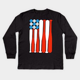 Baseball lovers American flag design Kids Long Sleeve T-Shirt